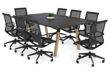  - Quadro A Leg Modern Boardroom Table Wood Leg - Rounded Corners [1800L x 1100W] - 1