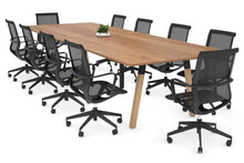  - Quadro A Leg Modern Boardroom Table Wood Leg - Rounded Corners [3200L x 1100W] - 1