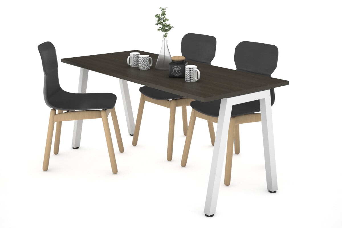 Quadro A Legs Table [1400L x 700W] Jasonl white leg dark oak 