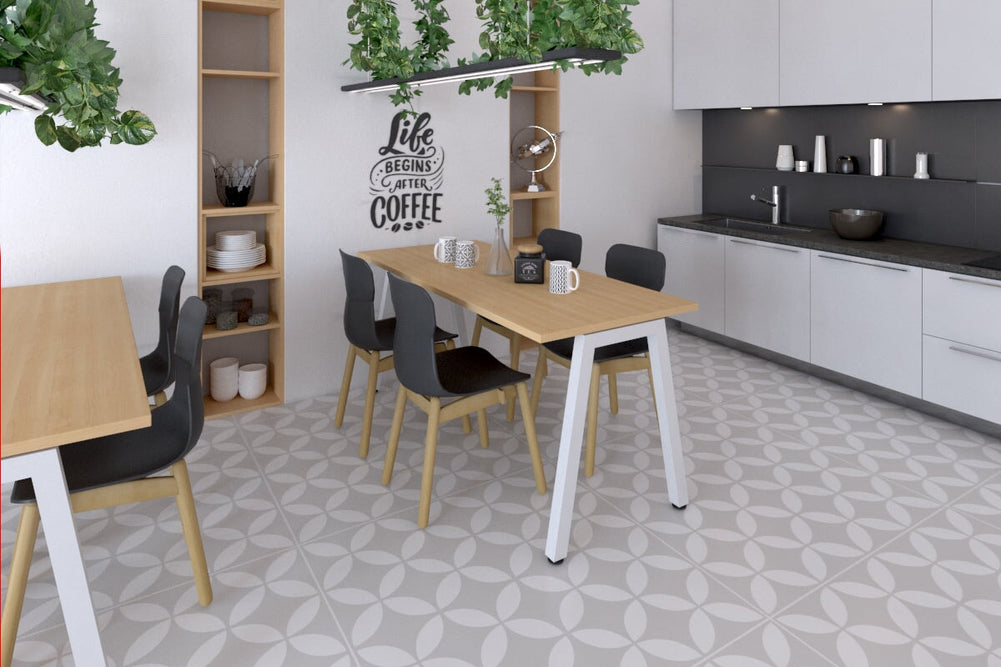 Quadro A Legs Table [1400L x 700W]-white leg dark oak 