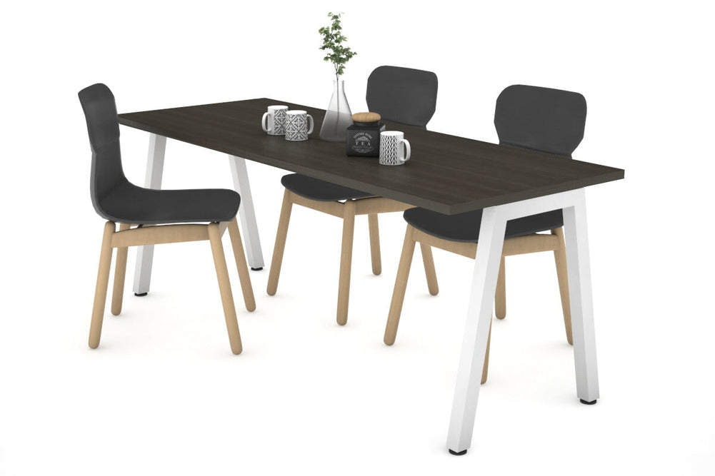 Quadro A Legs Table [1600L x 700W]-white leg dark oak 