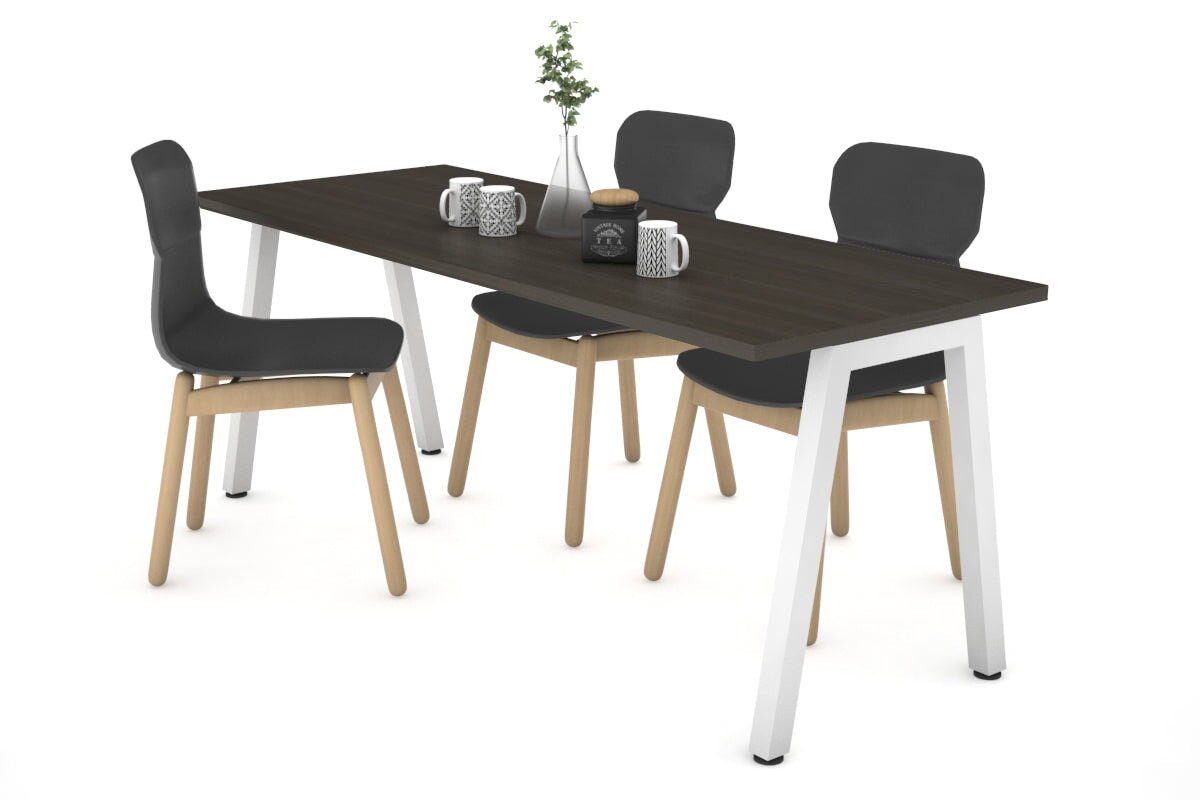 Quadro A Legs Table [1600L x 700W] Jasonl white leg dark oak 