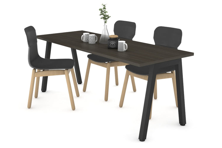 Quadro A Legs Table [1600L x 700W] Jasonl black leg dark oak 
