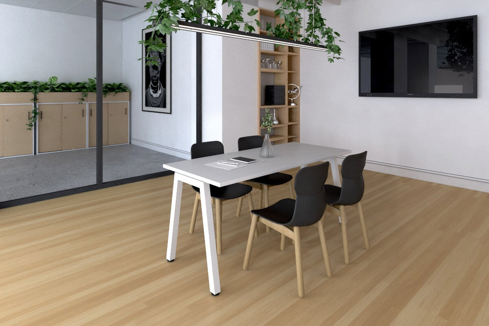 Quadro A Legs Table [1800L x 700W]-white leg dark oak 
