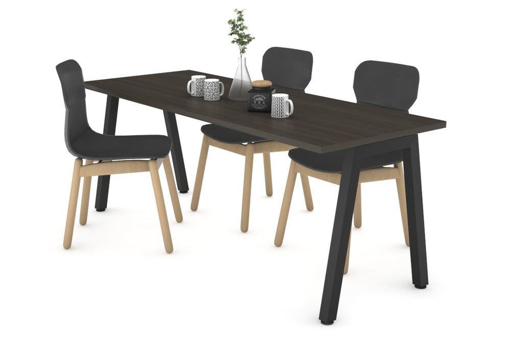 Quadro A Legs Table [1800L x 700W]-black leg dark oak 