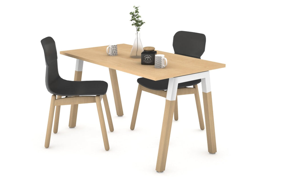 Quadro A Legs Table - Wood Legs Cross Beam [1000L x 600W]-white leg maple 