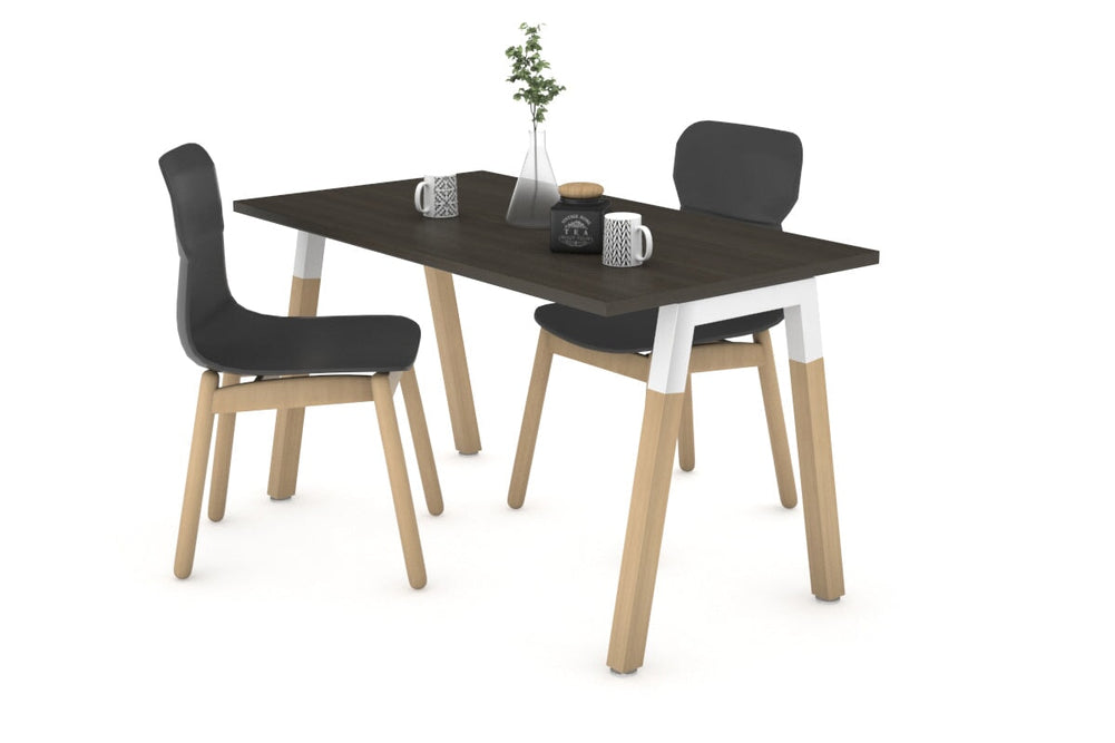 Quadro A Legs Table - Wood Legs Cross Beam [1000L x 600W]-white leg dark oak 