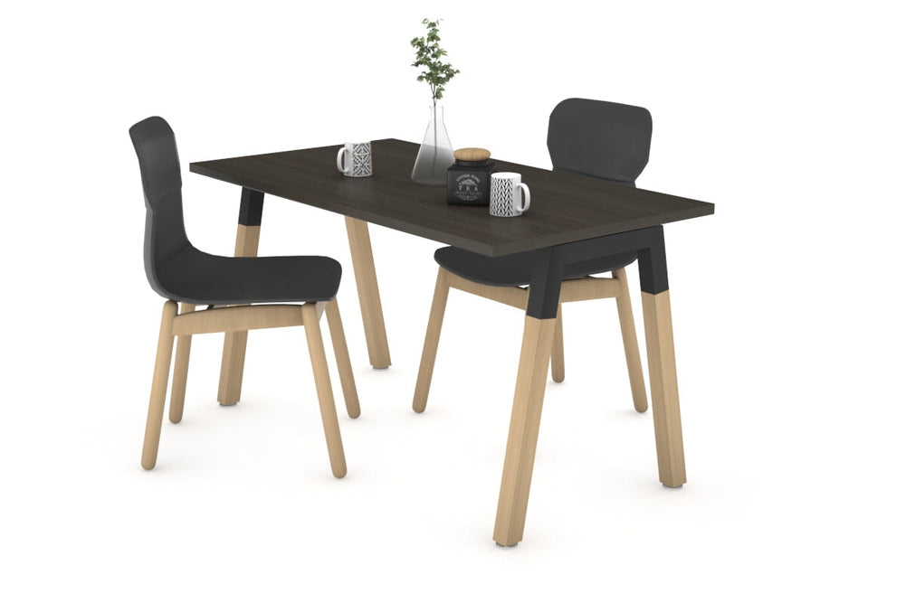 Quadro A Legs Table - Wood Legs Cross Beam [1000L x 600W]-black leg dark oak 