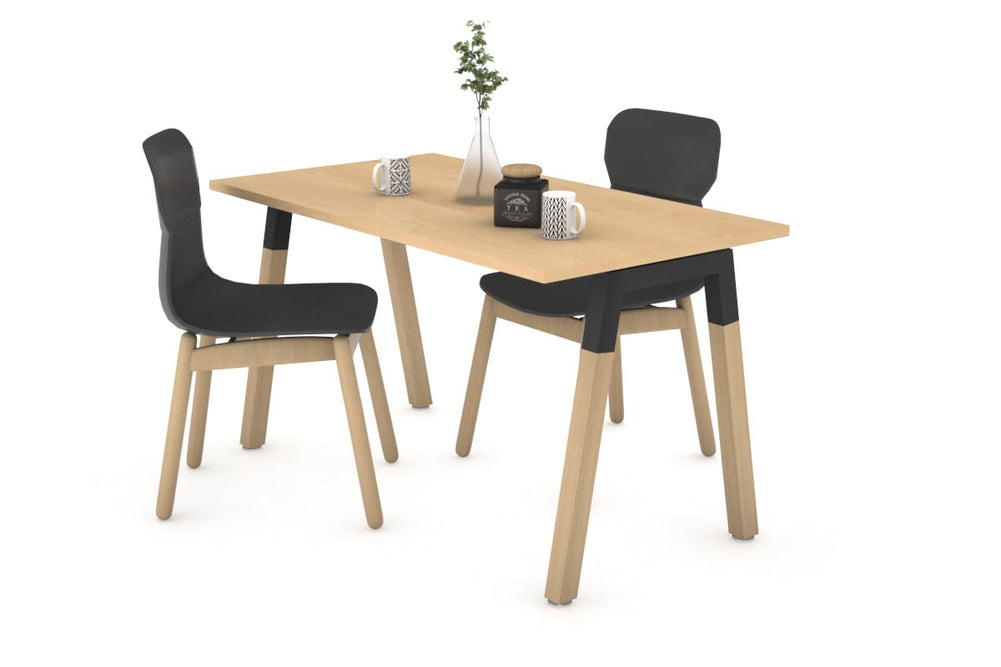 Quadro A Legs Table - Wood Legs Cross Beam [1000L x 600W]-black leg maple 