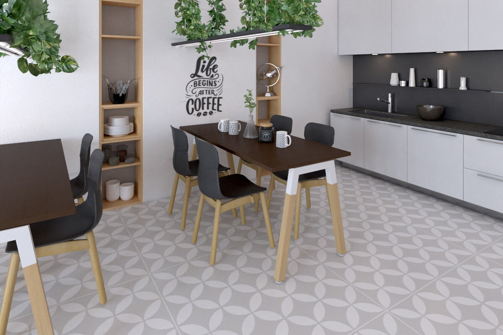 Quadro A Legs Table - Wood Legs Cross Beam [1000L x 600W]-white leg dark oak 