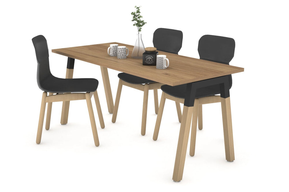 Quadro A Legs Table - Wood Legs Cross Beam [1200L x 700W]-black leg salvage oak 