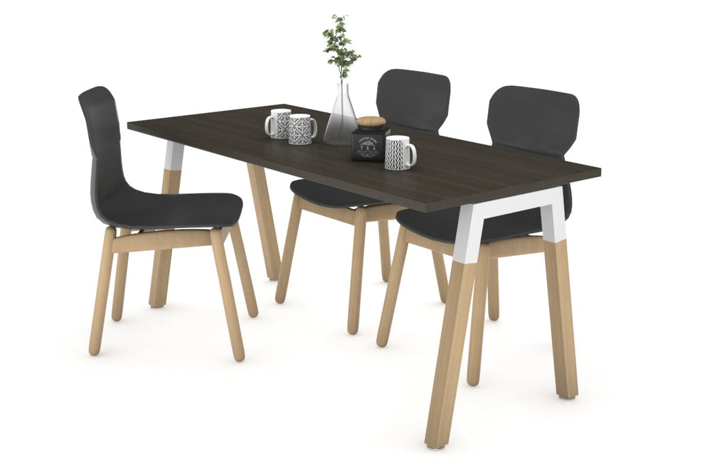 Quadro A Legs Table - Wood Legs Cross Beam [1200L x 700W]-white leg dark oak 