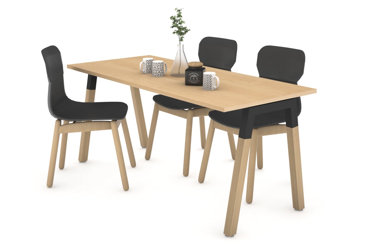 Quadro A Legs Table - Wood Leg Cross Beam [1200L x 800W] Jasonl black leg maple 