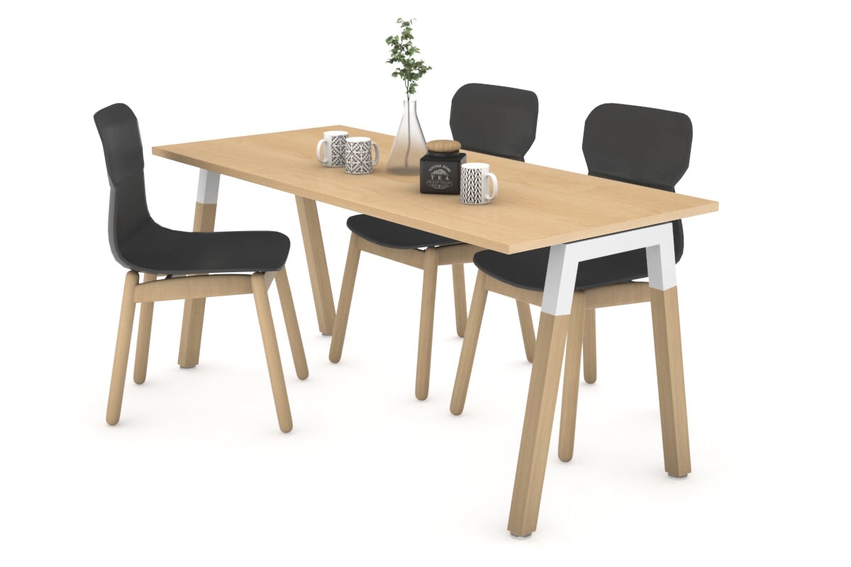 Quadro A Legs Table - Wood Legs Cross Beam [1200L x 800W]-white leg maple 