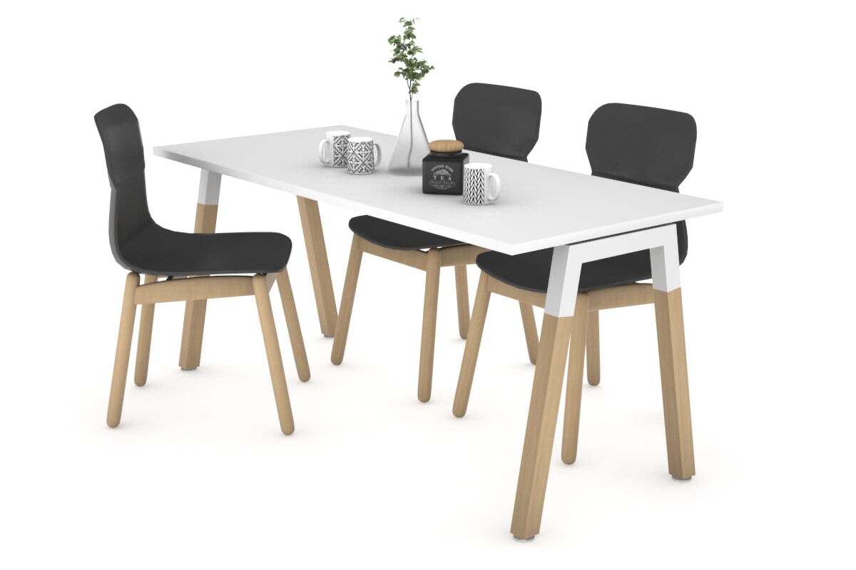 Quadro A Legs Table - Wood Leg Cross Beam [1200L x 800W] Jasonl white leg white 