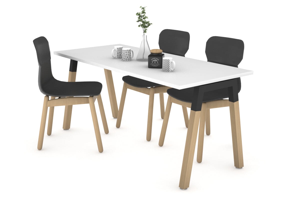 Quadro A Legs Table - Wood Leg Cross Beam [1200L x 800W] Jasonl black leg white 