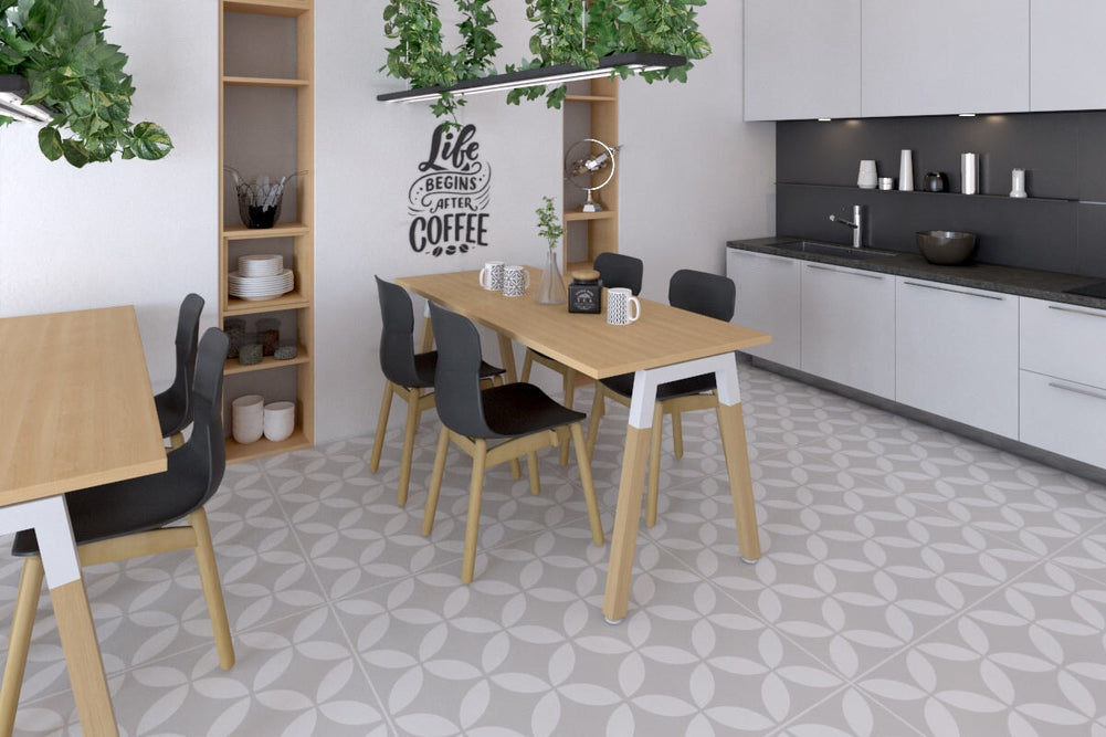 Quadro A Legs Table - Wood Legs Cross Beam [1200L x 800W]-white leg dark oak 