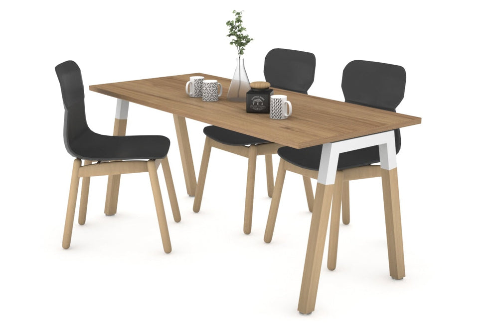 Quadro A Legs Table - Wood Legs Cross Beam [1400L x 700W]-white leg salvage oak 