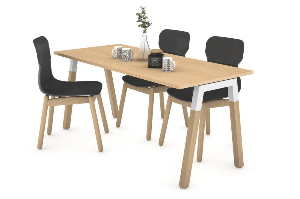 Quadro A Legs Table - Wood Legs Cross Beam [1400L x 700W]-white leg maple 