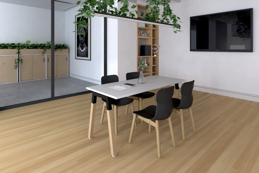 Environmental image of Quadro A Legs Table - Wood Legs Cross Beam [1600L x 700W]
