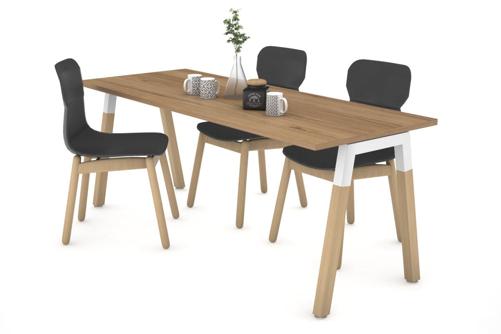 Quadro A Legs Table - Wood Legs Cross Beam [1600L x 700W]-white leg salvage oak 