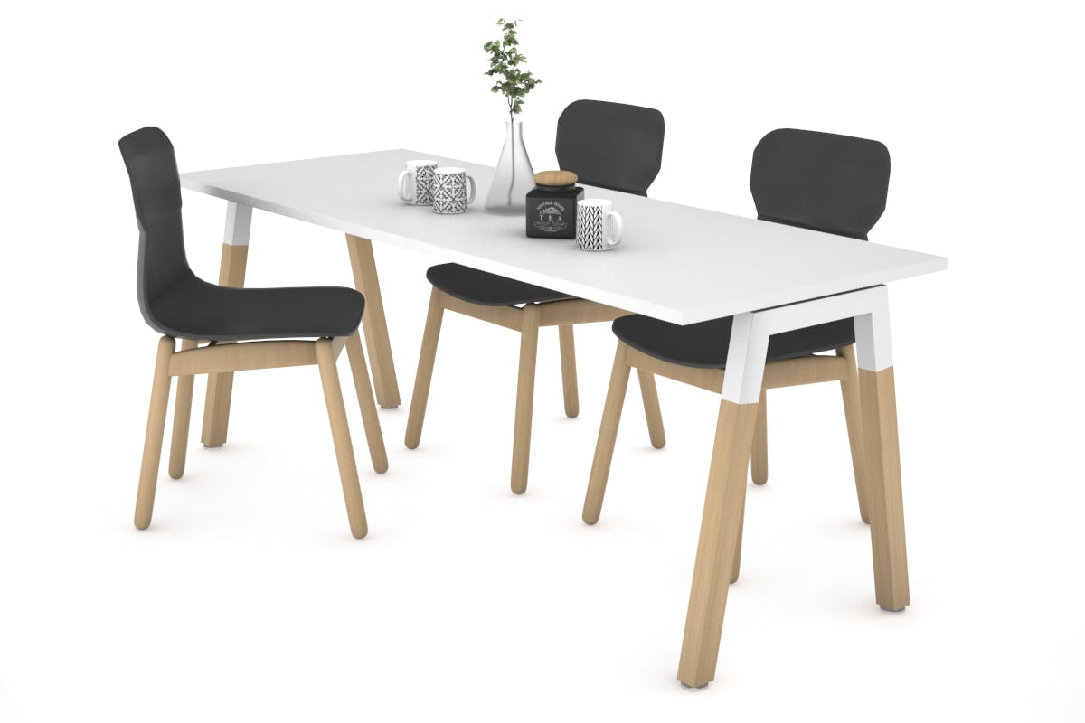 Quadro A Legs Table - Wood Leg Cross Beam [1800L x 800W] Jasonl white leg white 
