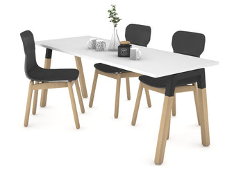 Quadro A Legs Table - Wood Leg Cross Beam [1800L x 800W] Jasonl black leg white 