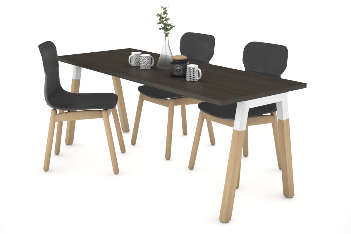 Quadro A Legs Table - Wood Leg Cross Beam [1800L x 800W] Jasonl white leg dark oak 