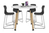 Quadro Counter Wood Legs Round Table [1000 mm] - Thumbnail 11 