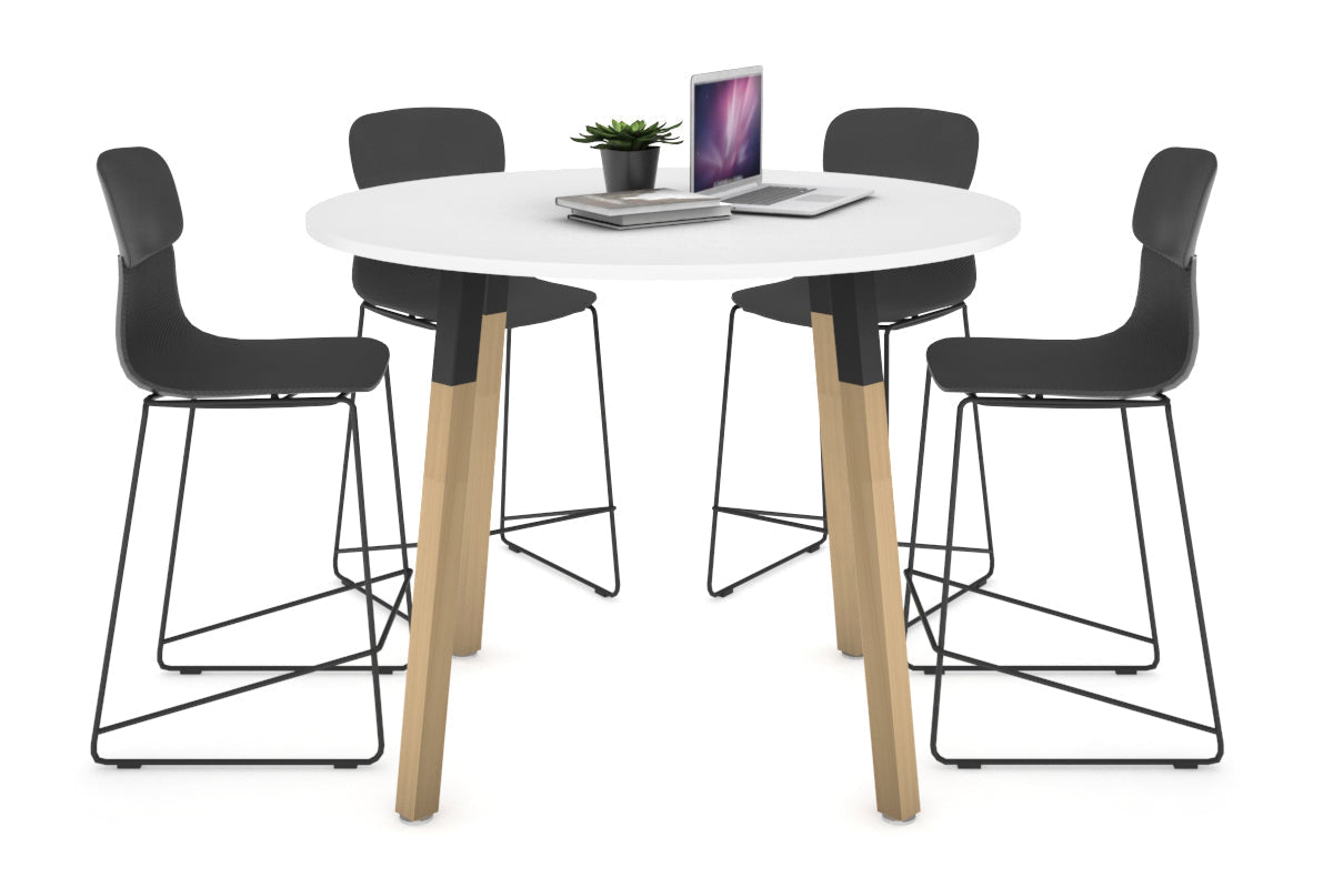 Quadro Counter Wood Single Leg Round Table [1000 mm] Jasonl black bracket white none