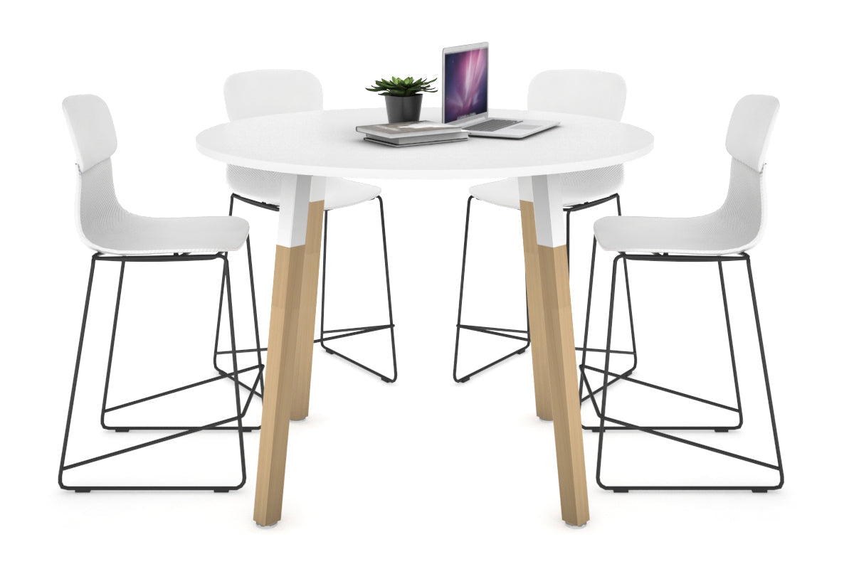 Quadro Counter Wood Single Leg Round Table [1000 mm] Jasonl white bracket white none