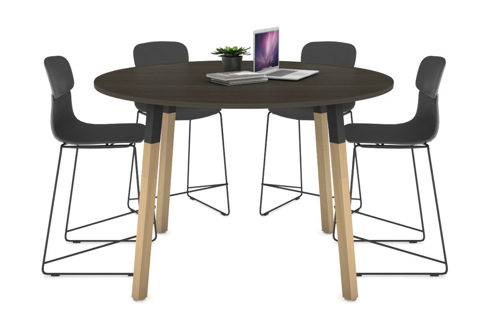 Quadro Counter Wood Legs Round Table [1200 mm]-black bracket dark oak none