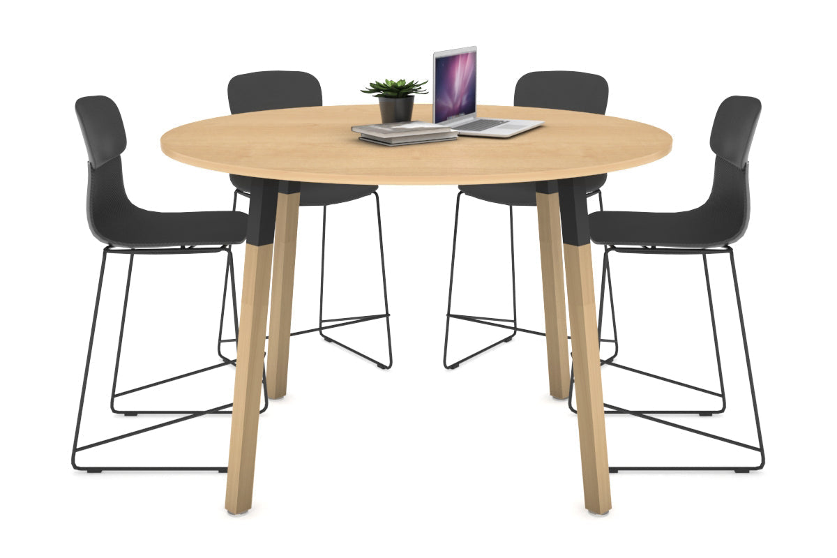 Quadro Counter Wood Legs Round Table [1200 mm]-black bracket maple none
