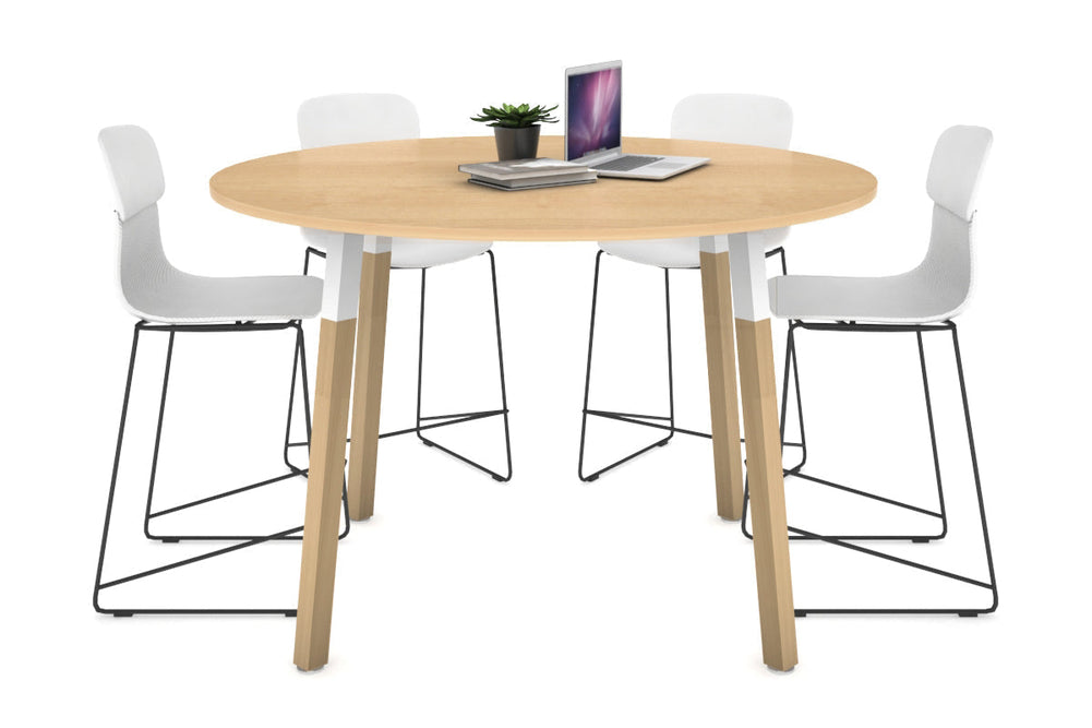 Quadro Counter Wood Legs Round Table [1200 mm]-white bracket maple none