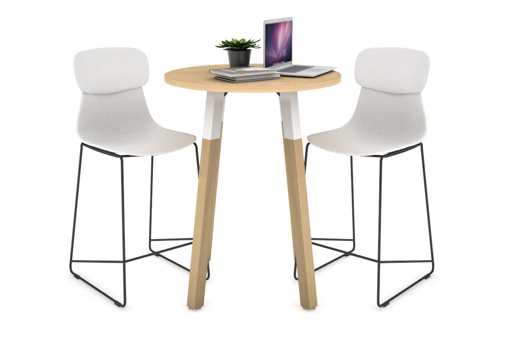 Quadro Counter Wood Legs Round Table [600 mm]-white bracket maple none