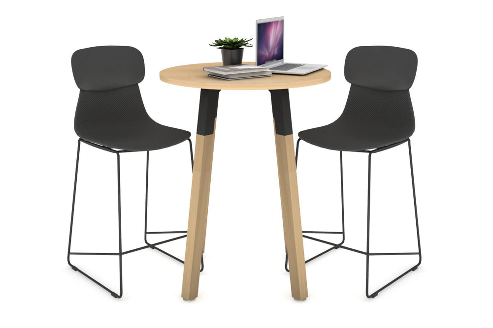 Quadro Counter Wood Legs Round Table [600 mm]-black bracket maple none
