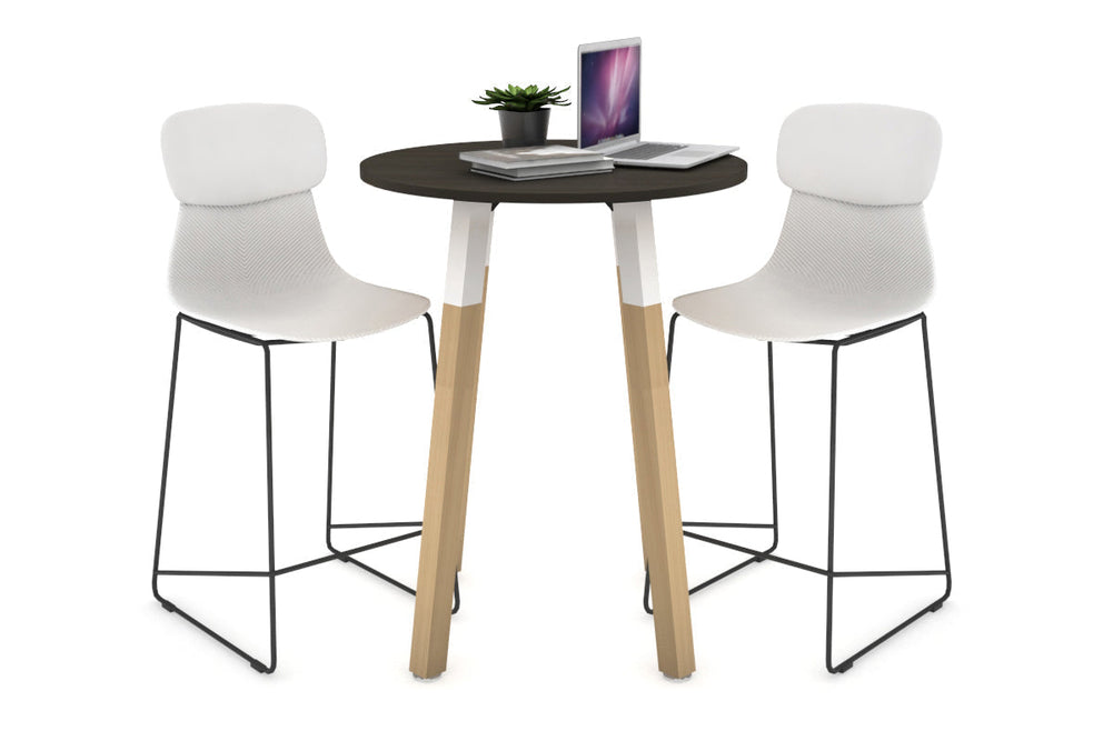 Quadro Counter Wood Legs Round Table [600 mm]-white bracket dark oak none