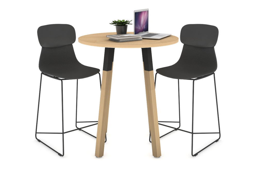 Quadro Counter Wood Legs Round Table [700 mm]-black bracket maple none