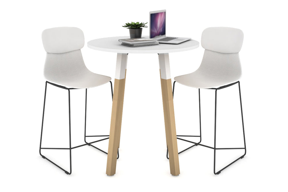 Quadro Counter Wood Legs Round Table [700 mm]-white bracket white none