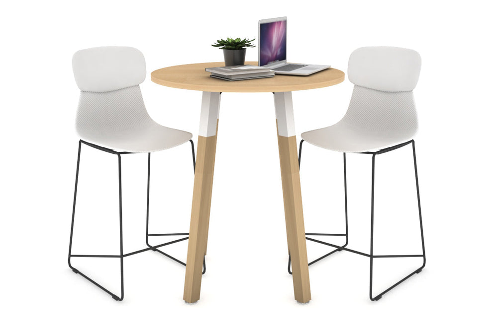 Quadro Counter Wood Legs Round Table [700 mm]-white bracket maple none