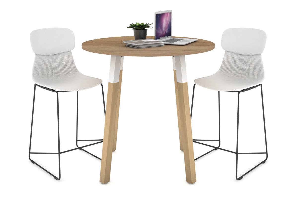 Quadro Counter Wood Single Leg Round Table [800 mm] Jasonl white bracket salvage oak none