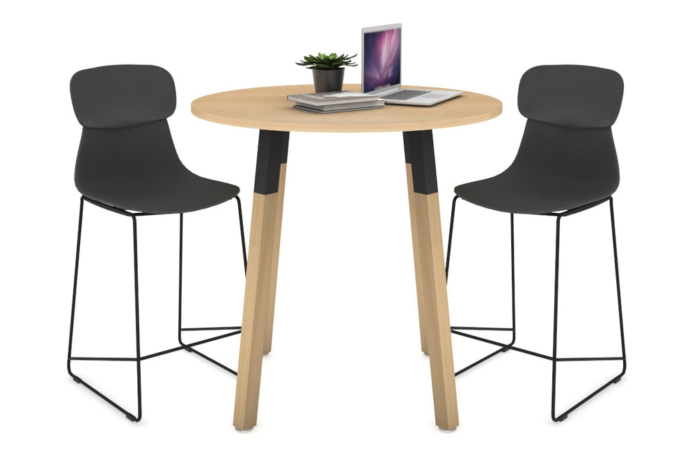 Quadro Counter Wood Legs Round Table [800 mm]-black bracket maple none