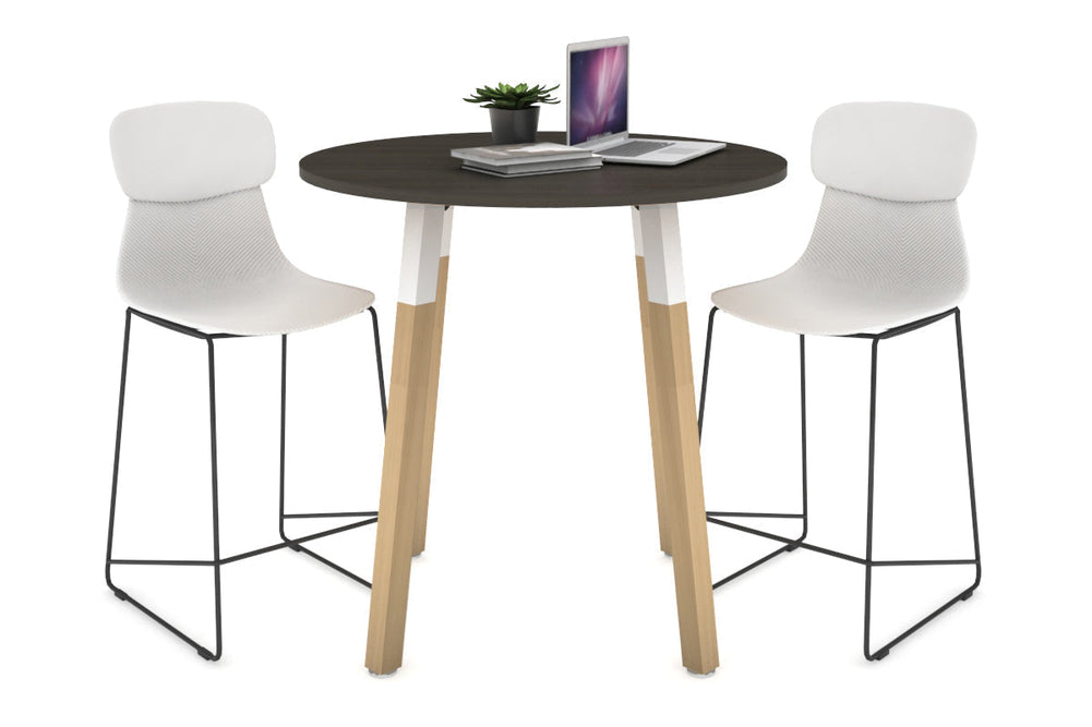 Quadro Counter Wood Legs Round Table [800 mm]-white bracket dark oak none