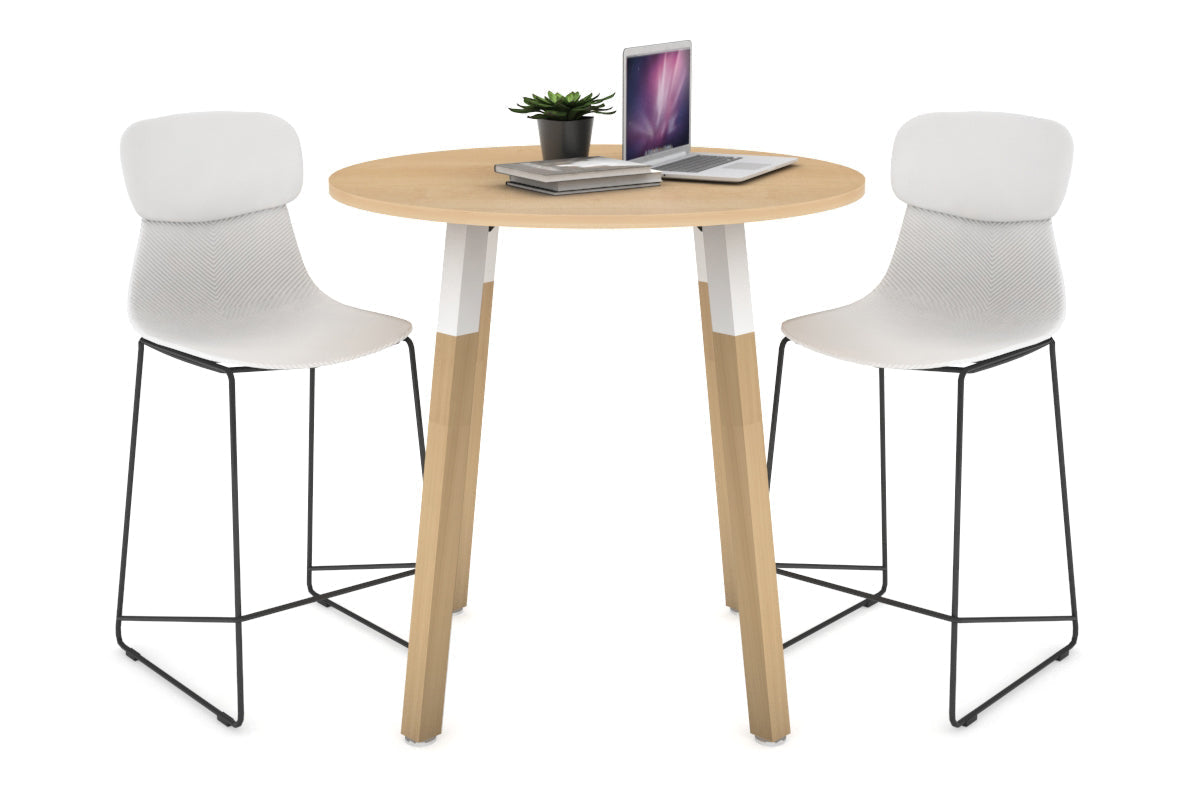 Quadro Counter Wood Single Leg Round Table [800 mm] Jasonl white bracket maple none