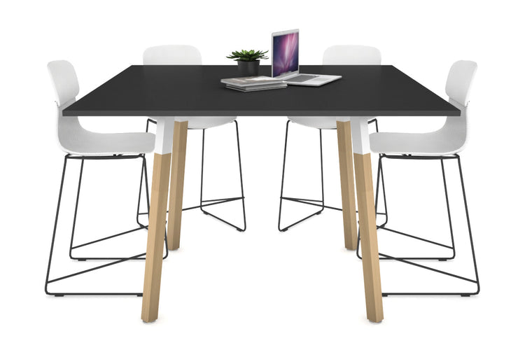 Quadro Counter Wood Single Leg Square Table [1200L x 1200W] Jasonl white bracket black none