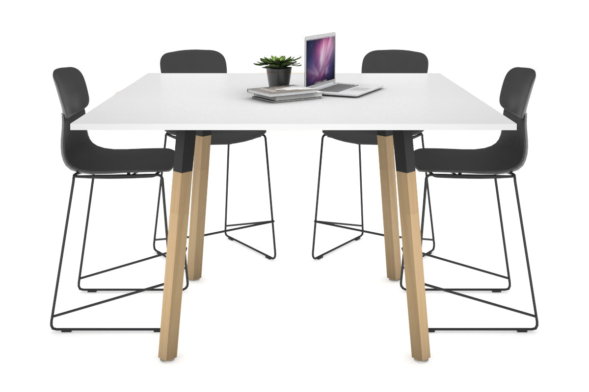 Quadro Counter Wood Single Leg Square Table [1200L x 1200W] Jasonl black bracket white none