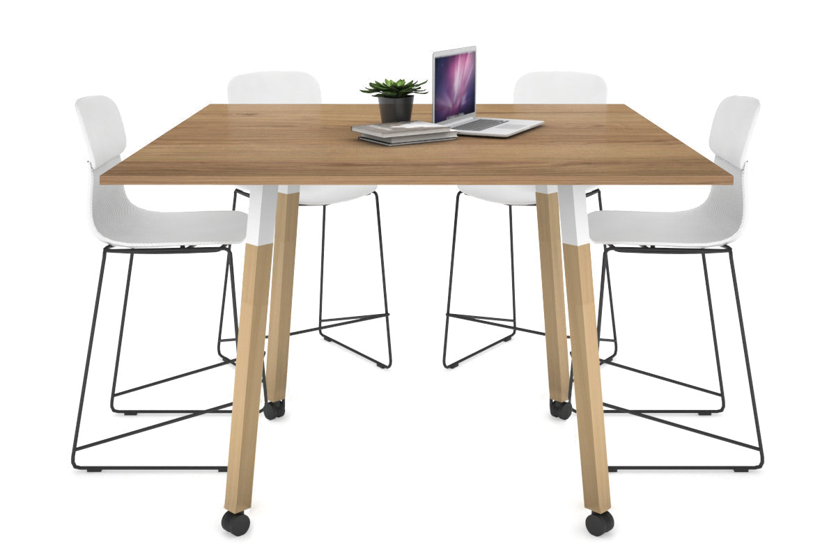 Quadro Counter Wood Single Leg Square Table [1200L x 1200W] Jasonl white bracket salvage oak wheels