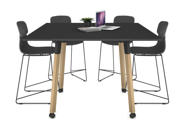 Quadro Counter Wood Single Leg Square Table [1200L x 1200W] Jasonl black bracket black wheels