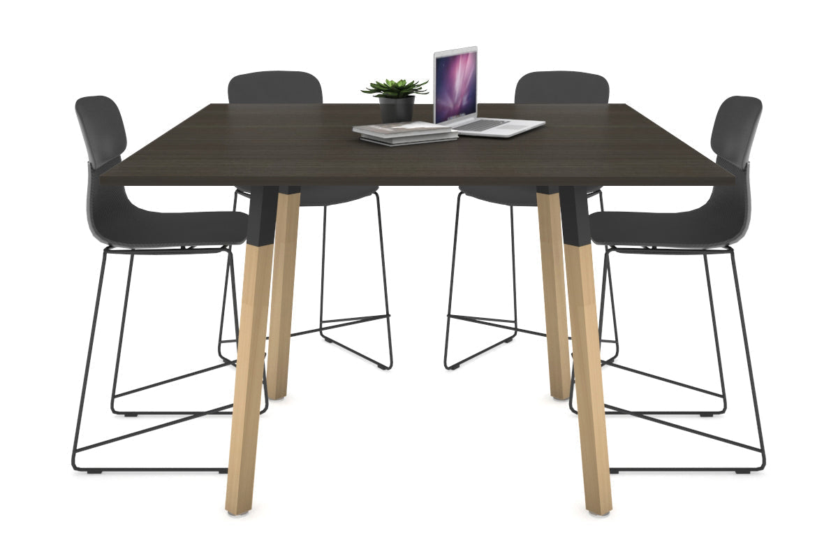 Quadro Counter Wood Single Leg Square Table [1200L x 1200W] Jasonl black bracket dark oak none