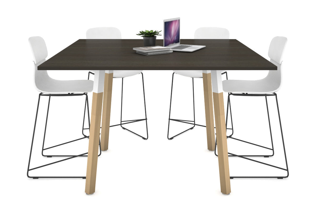 Quadro Counter Wood Single Leg Square Table [1200L x 1200W] Jasonl white bracket dark oak none